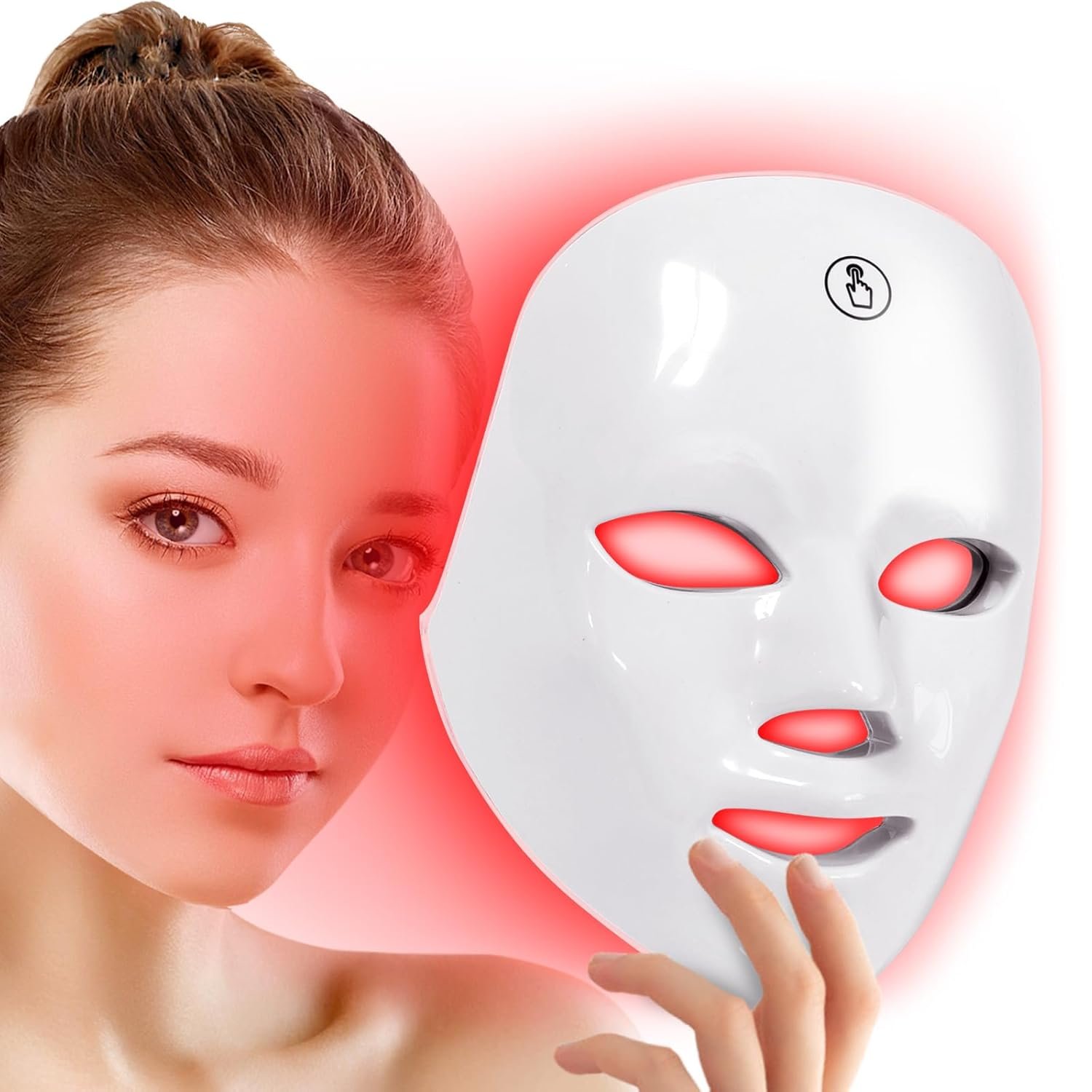 LED Light Therapy Mask(FM-01), Blue & Red Light Face Mask, Rechargeable & Portable for Travel and Home Use
